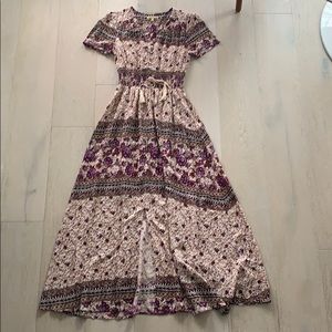 Downeast Maxi floral dress with tassel tie